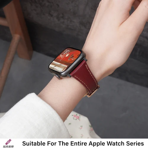 Imagen 2 del producto Correa de cuero magnética de trébol de cuatro hojas para Apple Watch 10 Band 46mm 44/42mm 45mm pulsera delgada serie iWatch correa de reloj para mujer