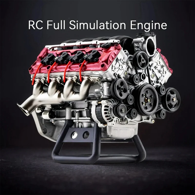 MAD V8 Engine Internal Combustion Model Assembly Kit RC Full Simulation Engine Suitable For Ax90104 Scx10 RC Car