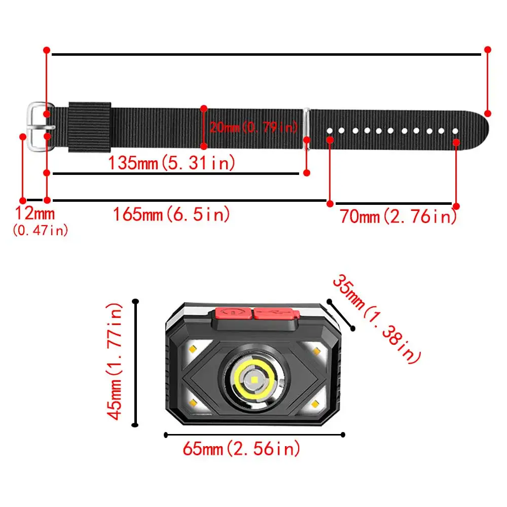 TYPE-C Red Blue Yellow White Wristlamp Portable LED wristlight Torch Working Light Fishing Camping Wrist Band Flash Lamp