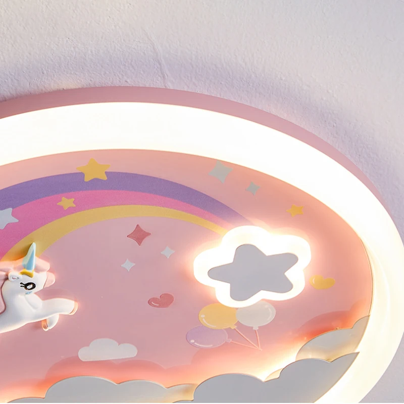 Pink Rainbow Unicorn Light Princess Room Ceiling Lamps LED Warm Cute Nursery Children\'s Room Girl Bedroom Pegasus Ceiling Lights