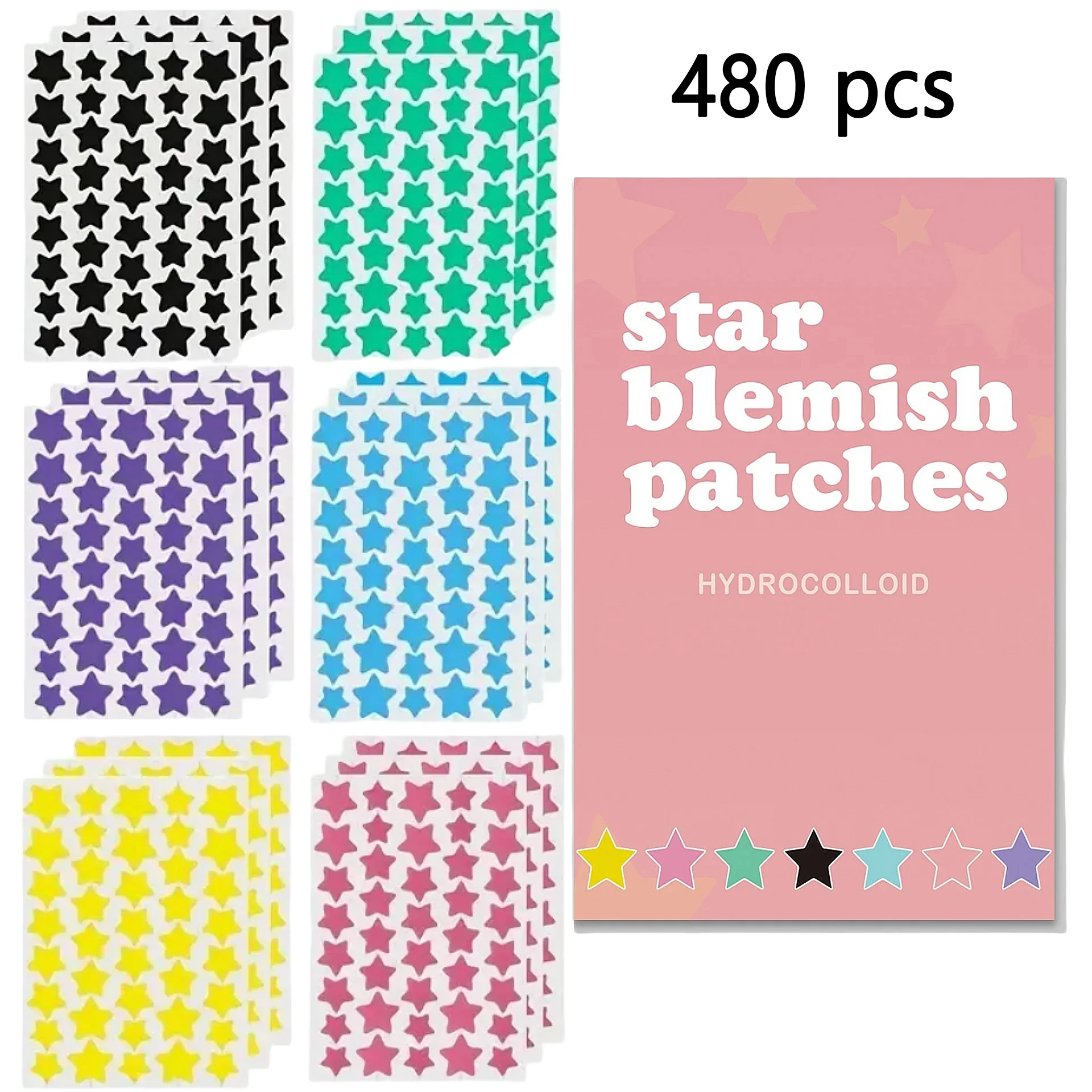 

480 штук разноцветных патчей от прыщей со звездами% патчи от прыщей на лице, консилер, патчи от прыщей # и пластыри от прыщей$ ультратонкие@