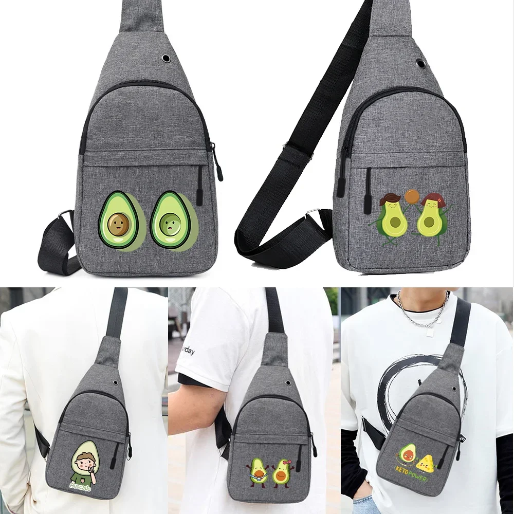 Chest Bags Trend Multifunction Crossbody Bag 2024 New Avocado Pattern Print Anti-theft Travel Bag Female Phone Chest Pack Unisex