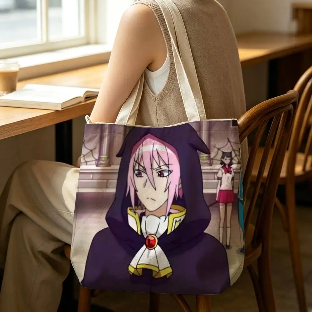 Welcome to Demon School! Iruma-kun Alice Asmodeus Tote Bag for Women Reusable Shopping Tote Bag Zippered Shoulder Bags Print