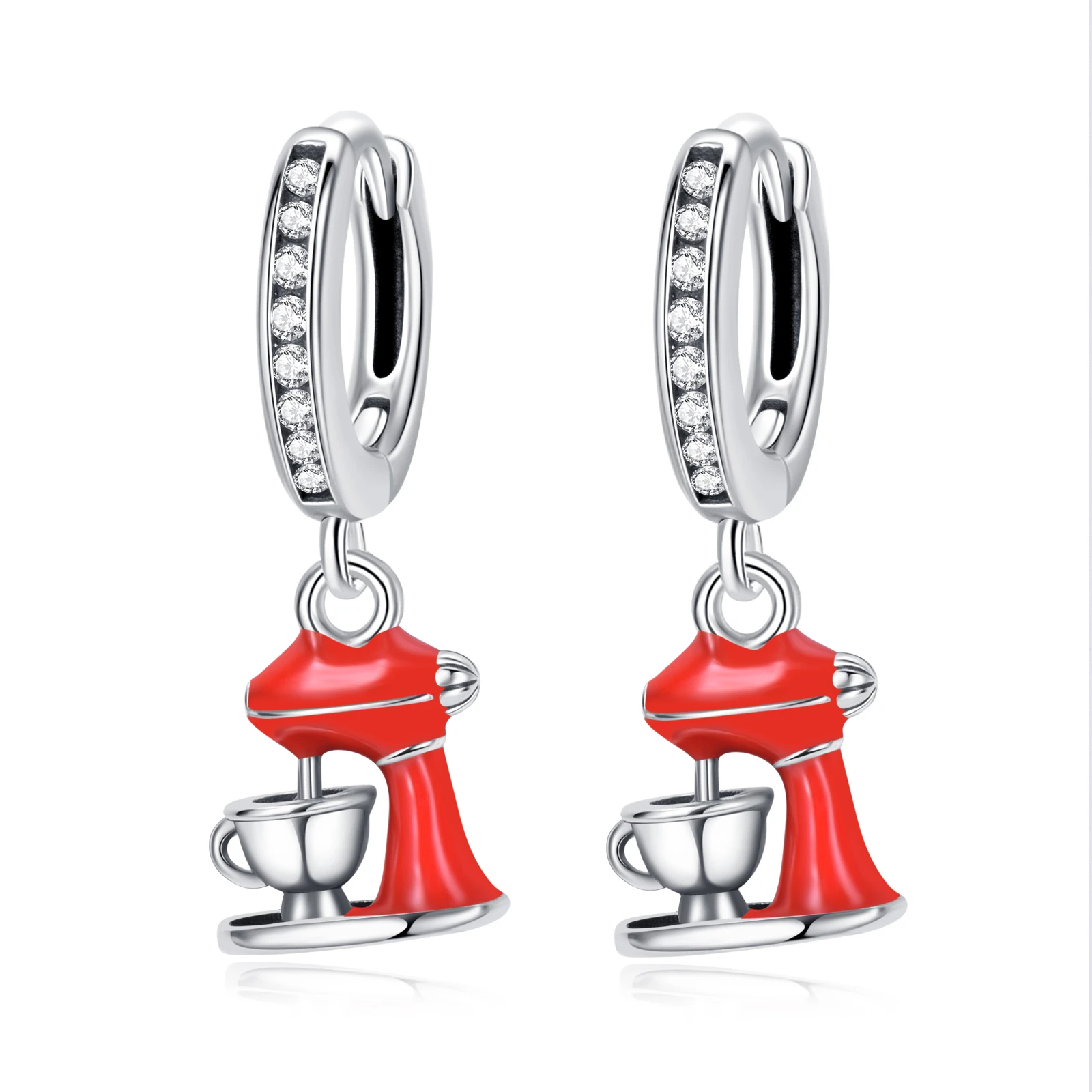 PANQDIY 925 Sterling Silver Coffee Machine Pendant Earrings Personalized Styling Suitable for Giving Ladies Charms Jewelry Gifts