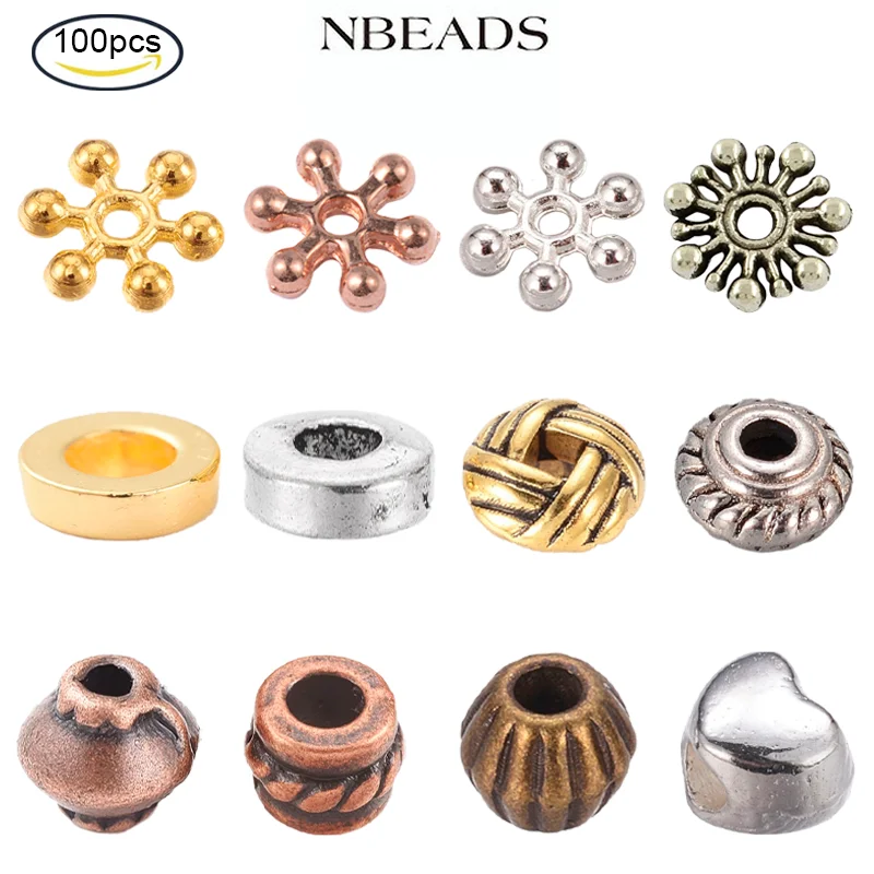 100-200PC kwiat Alloy Spacer koraliki 15 rodzajów kształt Spacer koraliki tybetański styl koraliki koraliki do biżuterii dla DIY rzemiosło Making