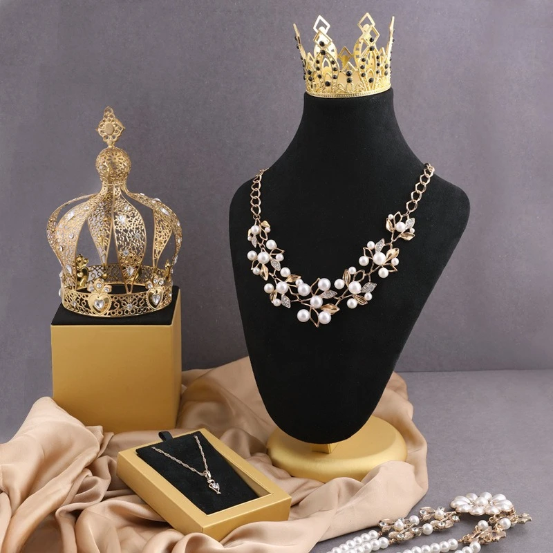 

Черная замшевая подставка для ожерелья, коммерческая фланелевая подставка для ювелирных изделий, ожерелье, модель шеи, форма для демонстрации ювелирных изделий, реквизит