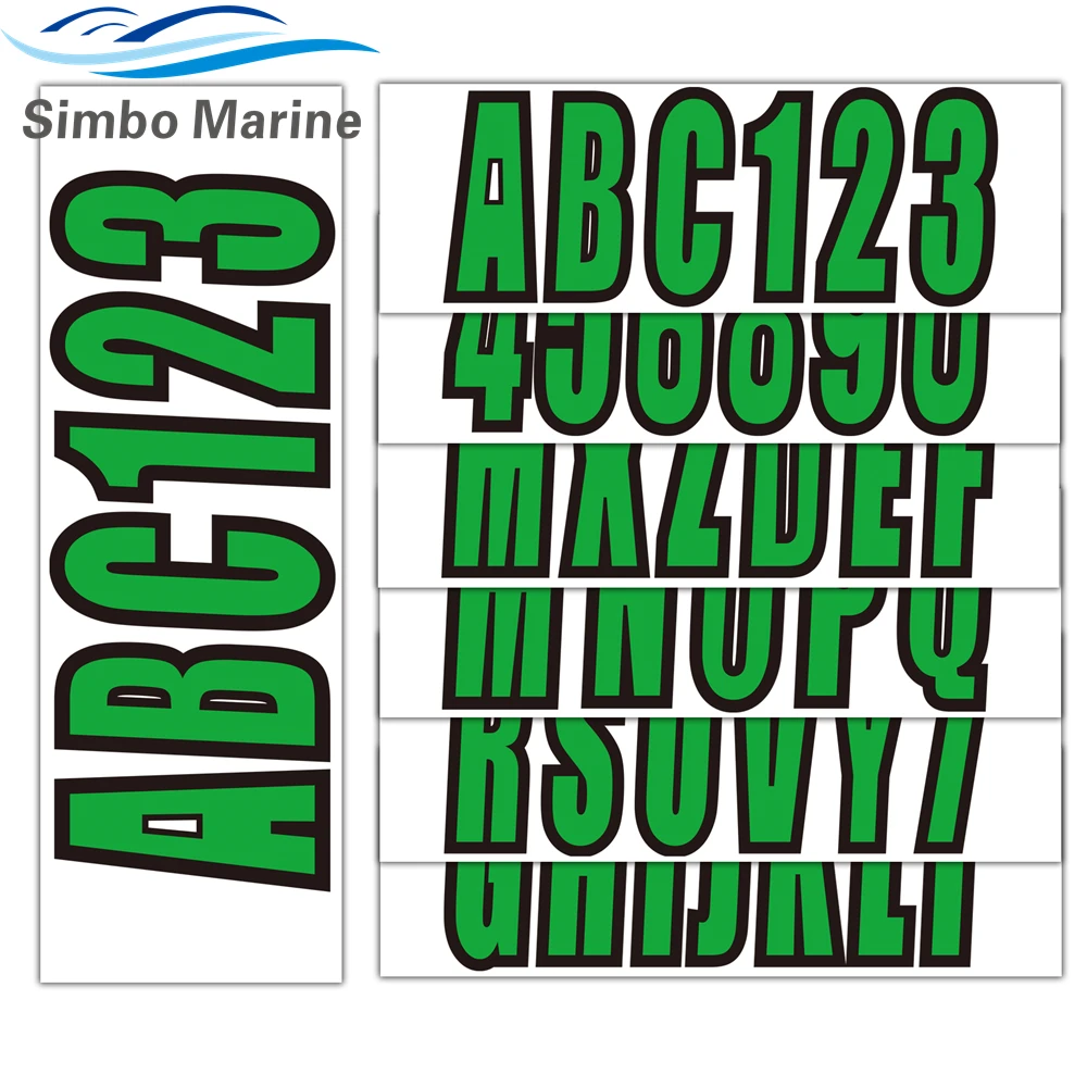 4 Sets of A-Z & 0-9 Green Sticker Decal for Boat letter and number registration