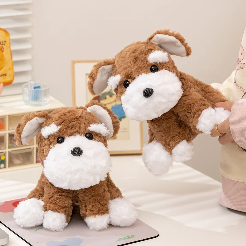 Simulation 23 cm Braun Schnauzer Hund Plüsch Spielzeug Realistische Gefüllte Flauschige Tier RealLife Haustiere Niedlichen Welpen Wohnkultur Baby Geschenke
