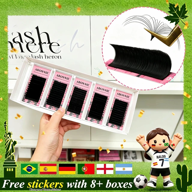 ABONNIE Matte Black Easy Fan Lashes Cashmere Blooming Eyelash Extensions Self-Making Fans Mega Volume Eyelash