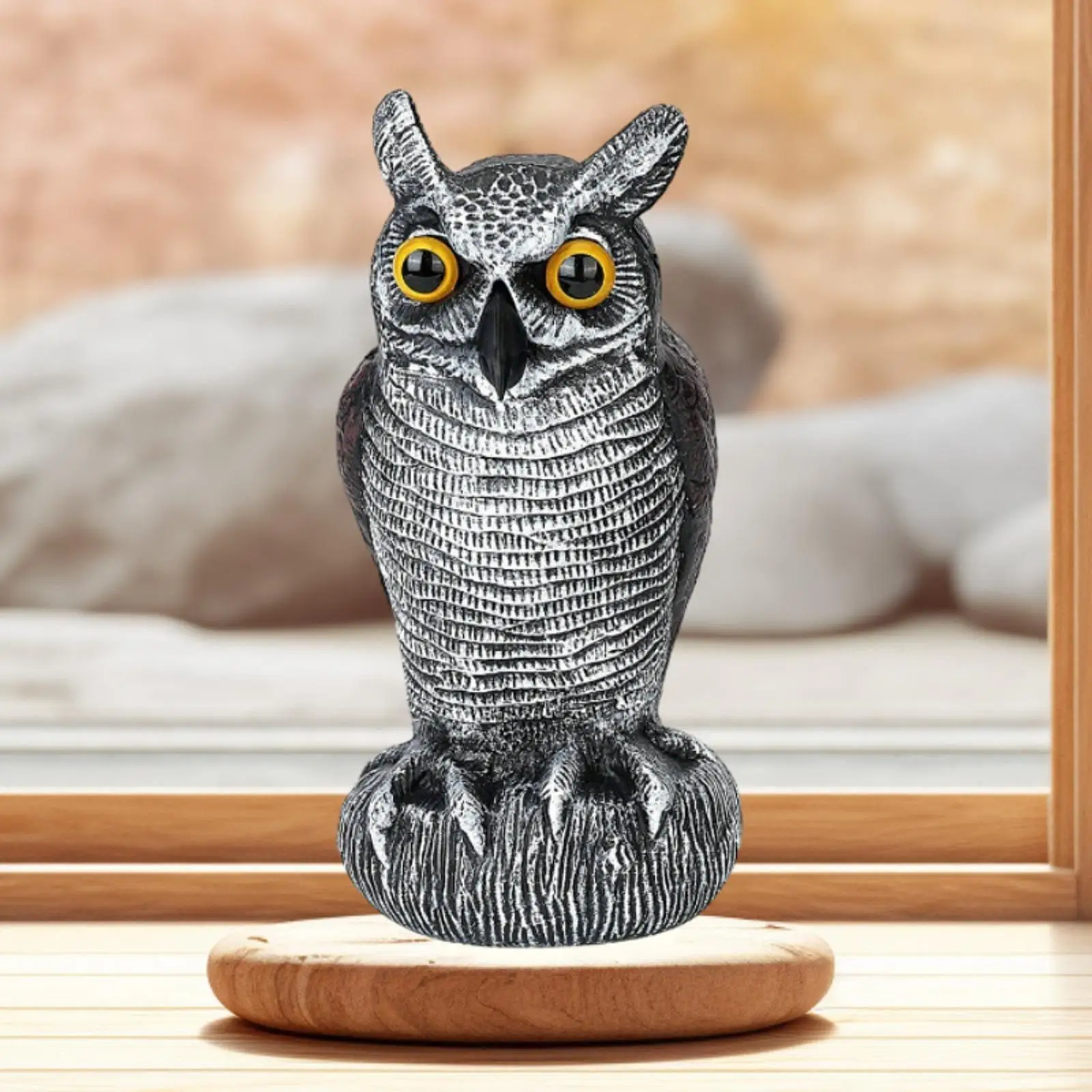 Scarecrow Owl Decoy Halloween Decoration Ornament Garden Bird Deterrent Collectible Figurine for Office Shelf Cabinet Desk Porch