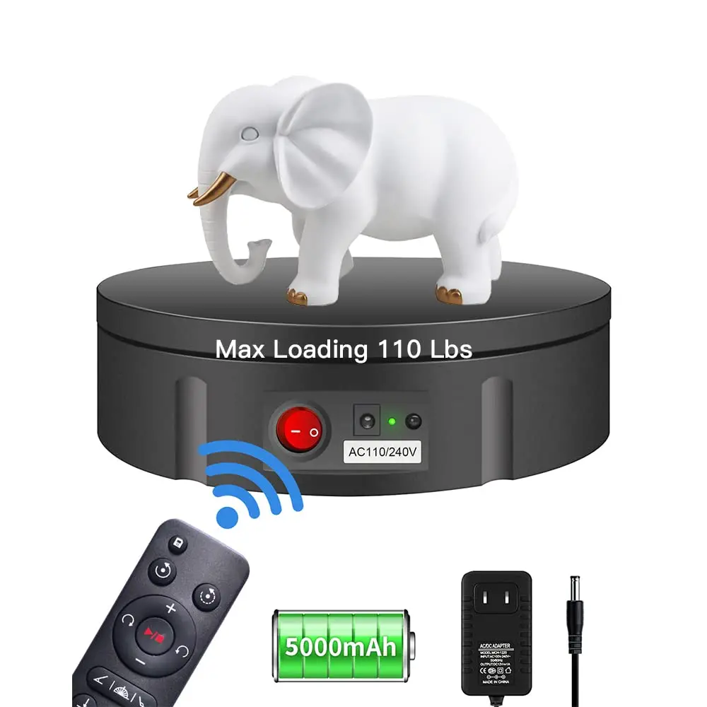 

YEAH Wireless Electric Rechargeable 360 Rotating Product Display Stand, Remote Control Live Video Show Photography Turntable