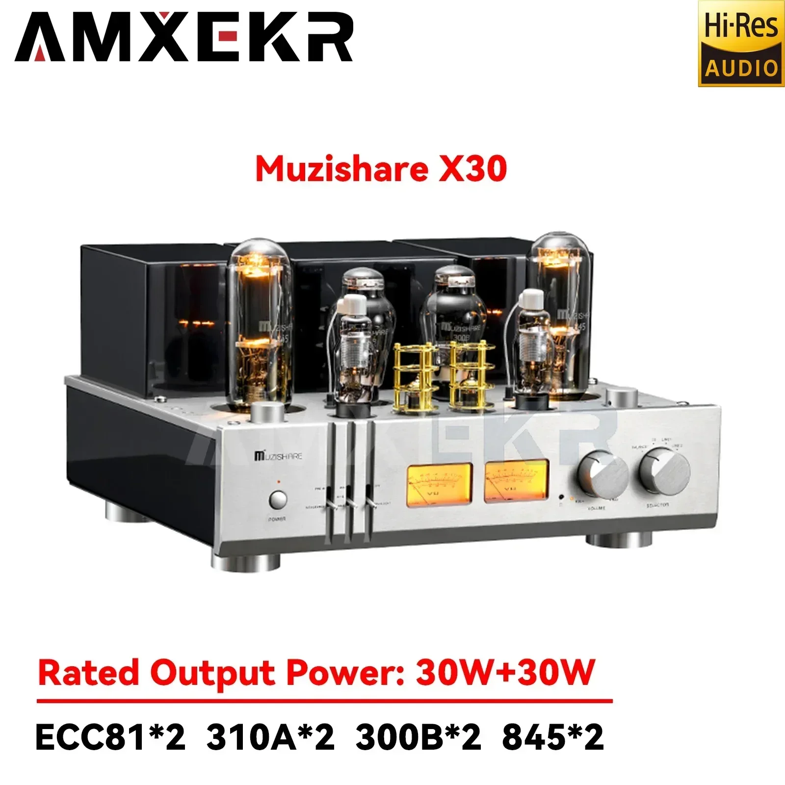 AMXEKR Muzishare X30 Hi-end 300B Push 845 Tube Amplifier  Single-ended Phono Stage Class A Integrated Lamp Amp Power Amplifier