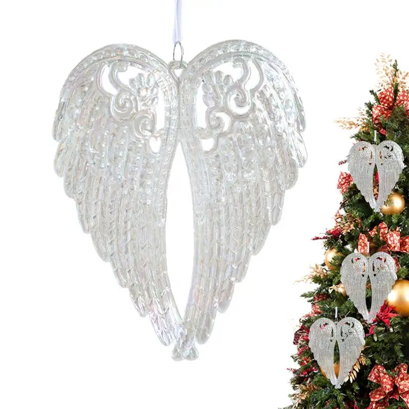 Christmas Tree Hangings Ornaments Sparkling Pendants Bell Carriage Elk And Wing Sparkling Hangings Decor Clear Christmas Pendant