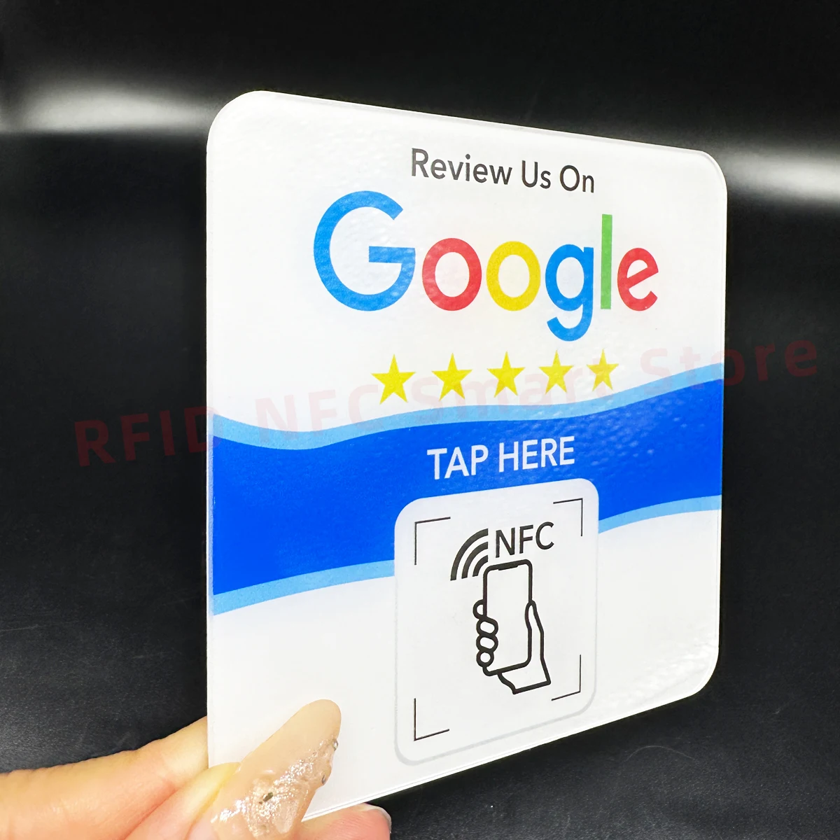 Big Size Waterproof Acrylic NFC Sticker Google Review NFC Square Cafe Table Sticker 100*100mm Google Review NFC Acrylic Tags