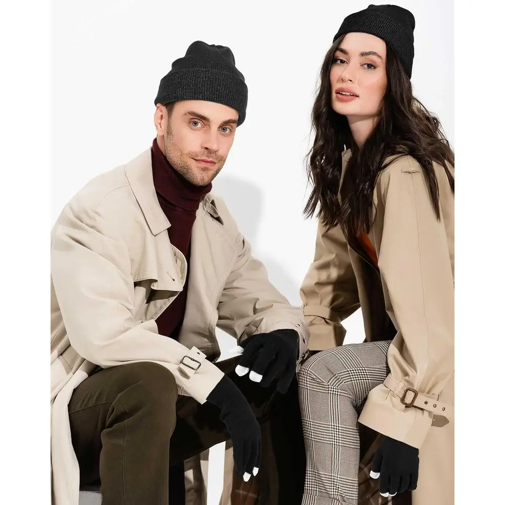 Комплект из 100 зимних шапок унисекс и перчаток с сенсорным экраном для мужчин и женщин — теплая объемная шапка и перчатка в подарок