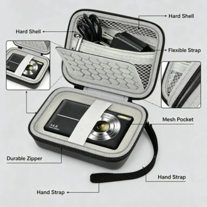 Camera Storage Case Compatible With Canon PowerShot G7X Mark III II SX740 SX720, Hard EVA Bag with Divider for Travel, Case Only