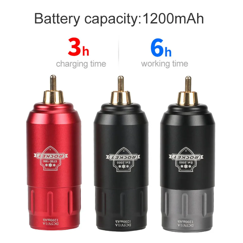 

HQ Wireless Tattoo Power Supply 1200mAh Rocket Tattoos Pen Battery RCA Connector Mini Power Supply For Rotary Machine