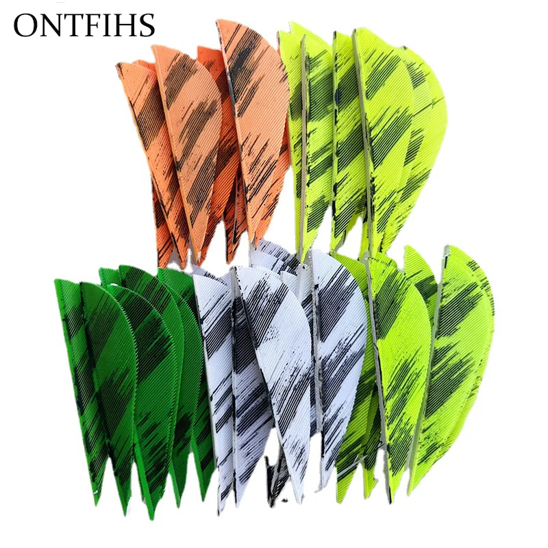 

50Pcs ONTFIHS New 2 Inch Feather Fletch Ink Painting Arrows Archery Feathers Parabolic Turkey Feathers