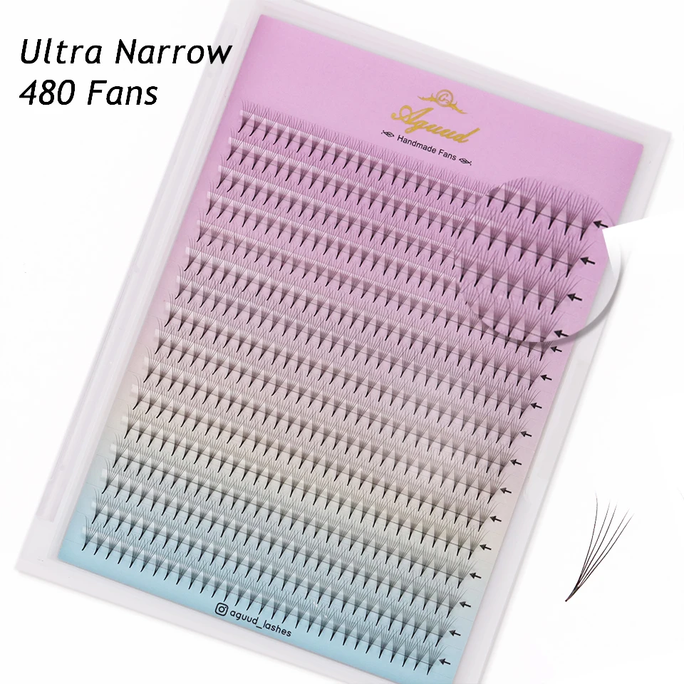 

AGUUD XL Tray 480 Fans Pointy Base Narrow Premade Fans 4D 5D 6D 7D 8D Russian Volume Lash Ready Fan Lash Extension Makeup Cilios