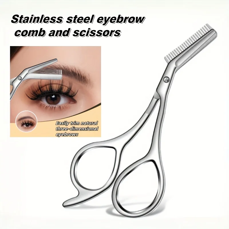 Stainless Steel High Quality Makeup Scissors Eyebrow Trimming Eyebrow Scissors With Eyebrow Comb Knife Hair Remover Shaver Tool
