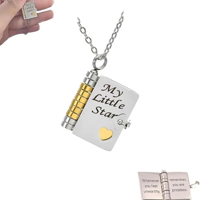 Collier MY Little Star Book pour fils et filles, cadeaux de papa maman, en acier inoxydable plaqué or 18 carats, cadeau d'anniversaire avec 6 pages d'amour