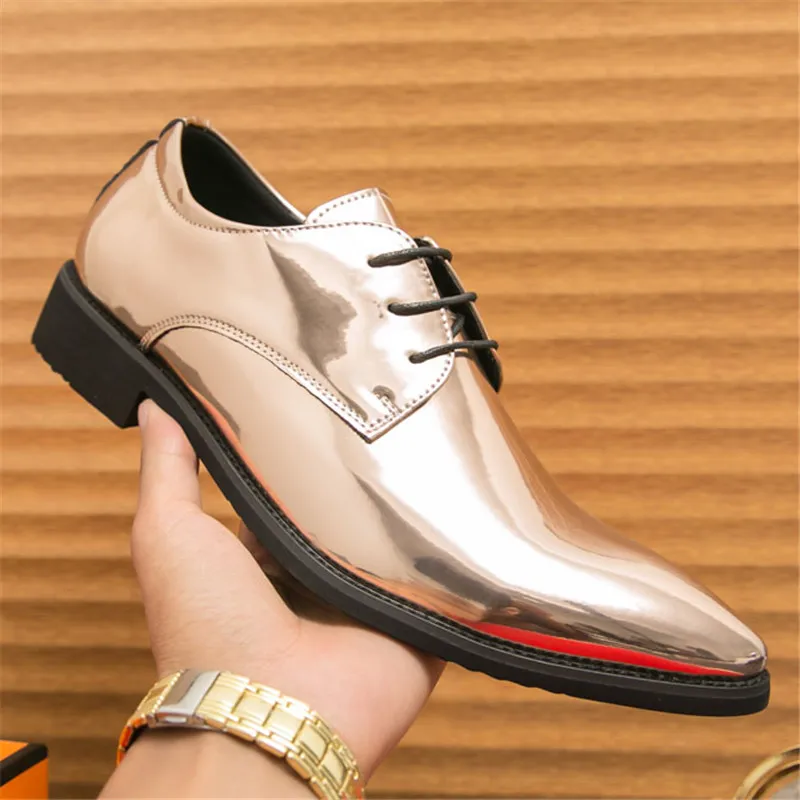 

Men's Shoes High Quality Patent Leather Dress Shoes Lace Up Oxford Shoe Luxury Wedding Shoes for Men Business Leather Footwear