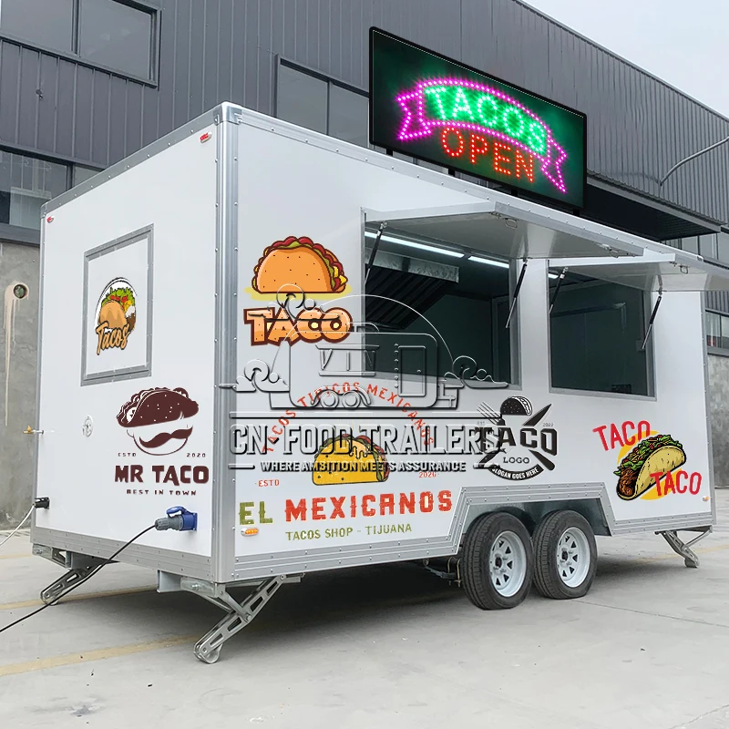 

CN Food Trailer Fast Food Truck Concession Trailer Fully Equipped with Double Burger Grill Ice Cream Machine and Coffee Bar