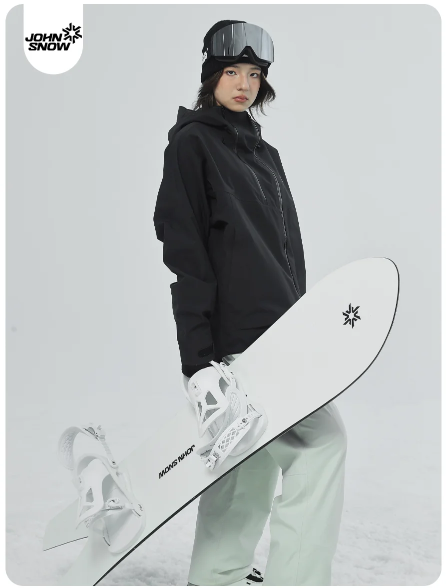 John Snow 2025 Unisex 3L Hardshell Jacket Fully Taped Seam Waterproof Windproof Snowboard Coat Outdoor Ski Shell for Men & Women