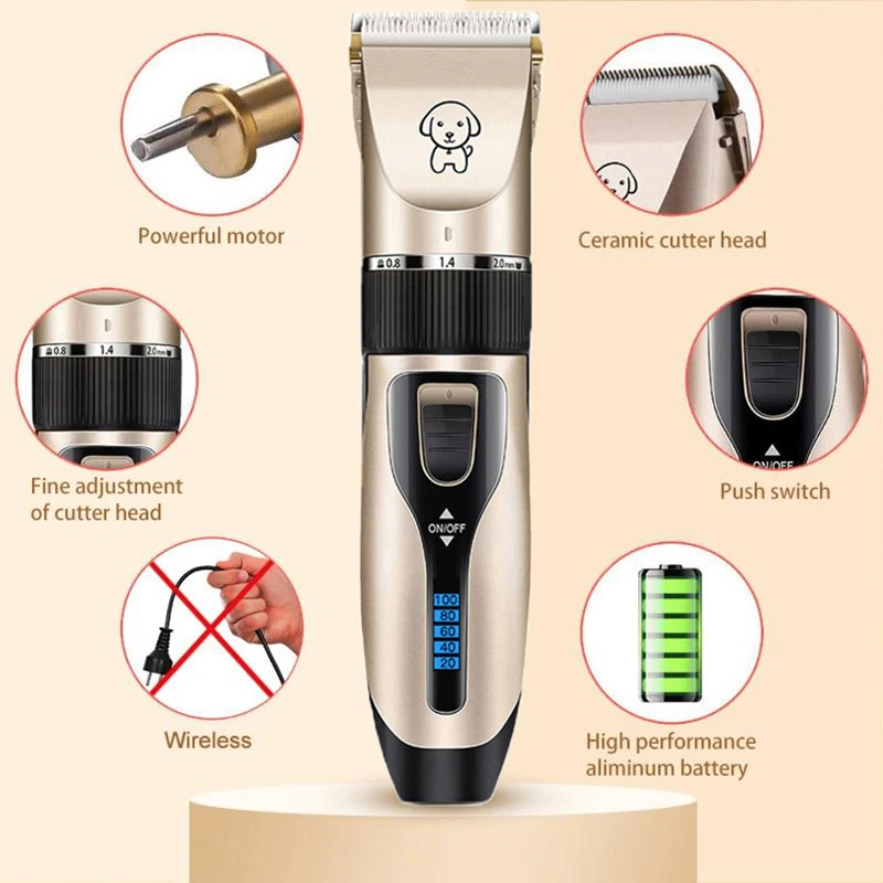 Dog Clipper Dog Hair Clippers Grooming (Pet/Cat/Dog/Rabbit) Haircut Trimmer Shaver Set Pets Cordless Rechargeable Professional image 2