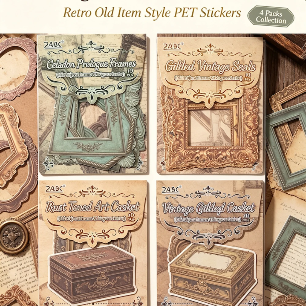 Antique Framed Retro PET Stickers, Nostalgic Old Item Decals, Embellishments for Scrapbooking, Journaling & DIY Craft Projects