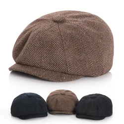 Vintage Tweed Newsboy Cap for Kids - Boys Girls Woolen Flat Beret Cabbie Hat Toddler Pageboy Children's Accessory 1-12 Years Old