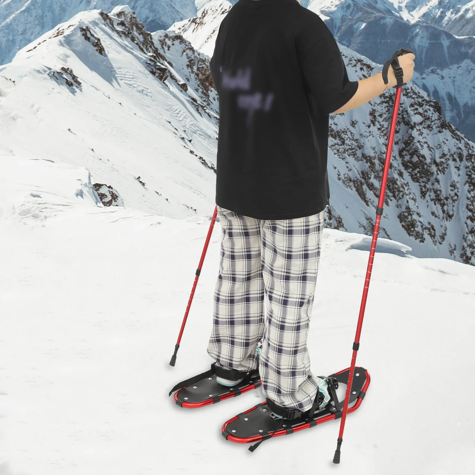 

25 Inch Snowshoes, Snowshoes& Adjuatable Trekking Poles, Snowshoes for Adults Men Women