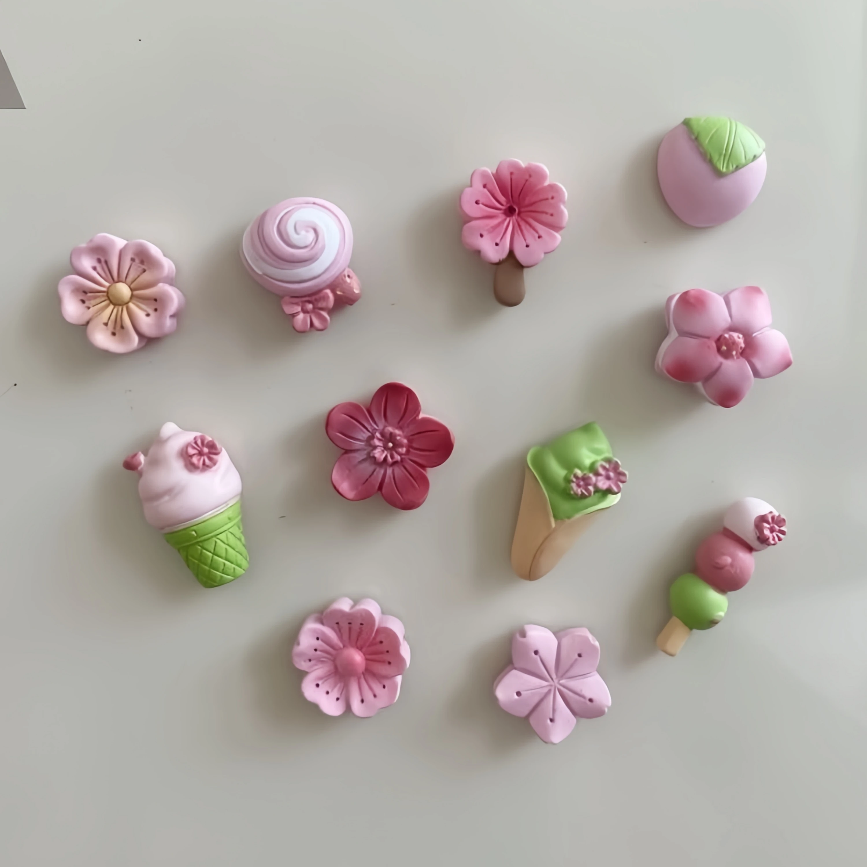 11pcs Pink Cherry Blossom Shaped Fridge Magnets, Fridge Decals, Suitable for Kitchen Office Whiteboard, Kitchen Decor