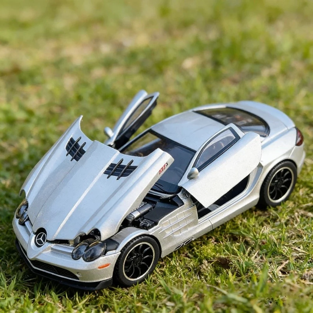 

Модель автомобиля 1:32 SLR 772S GTR GT из литого сплава, с открывающимися дверями, звуком и светом, инерционный, спортивный, модный сувенир, подарок для мальчиков