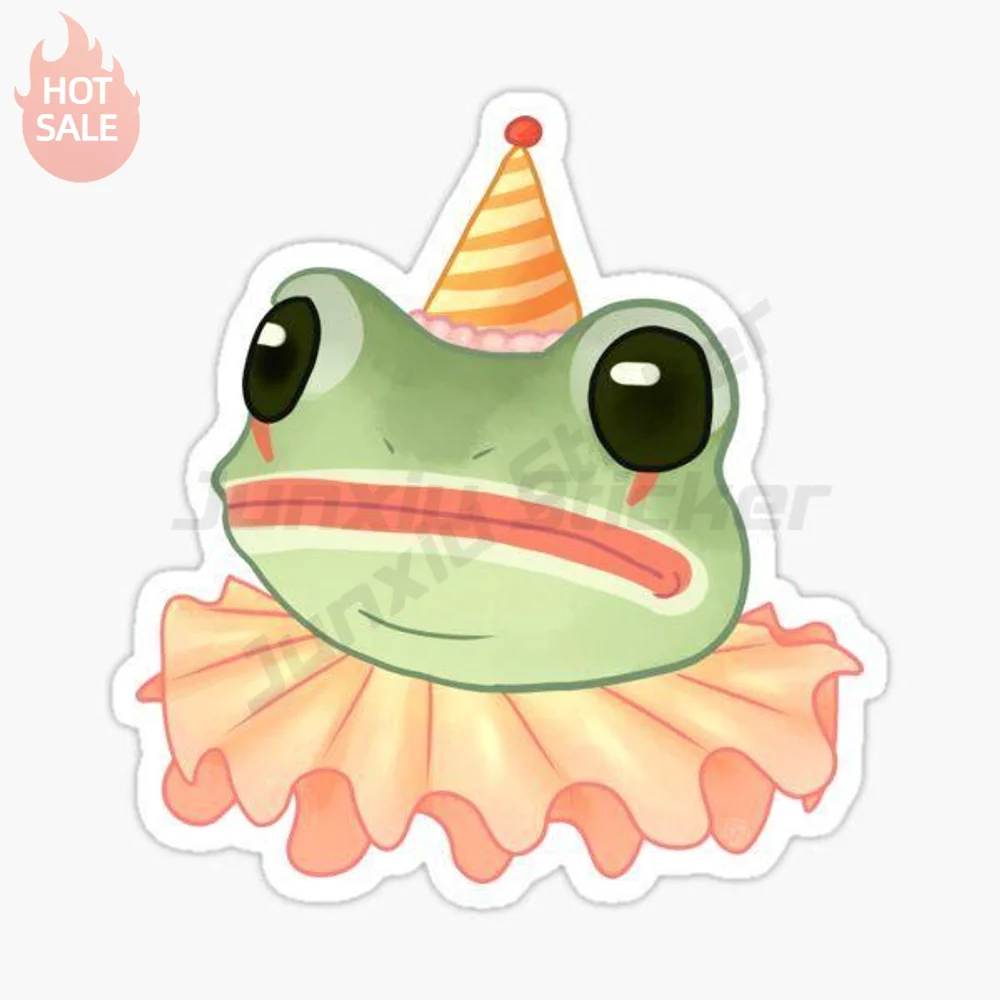 Funny Party Frog Humorous Cartoon Cute Kawaii Novelty Vinyl Sticker For Laptop Waterproof UV Protection Decal Vehicle Decor