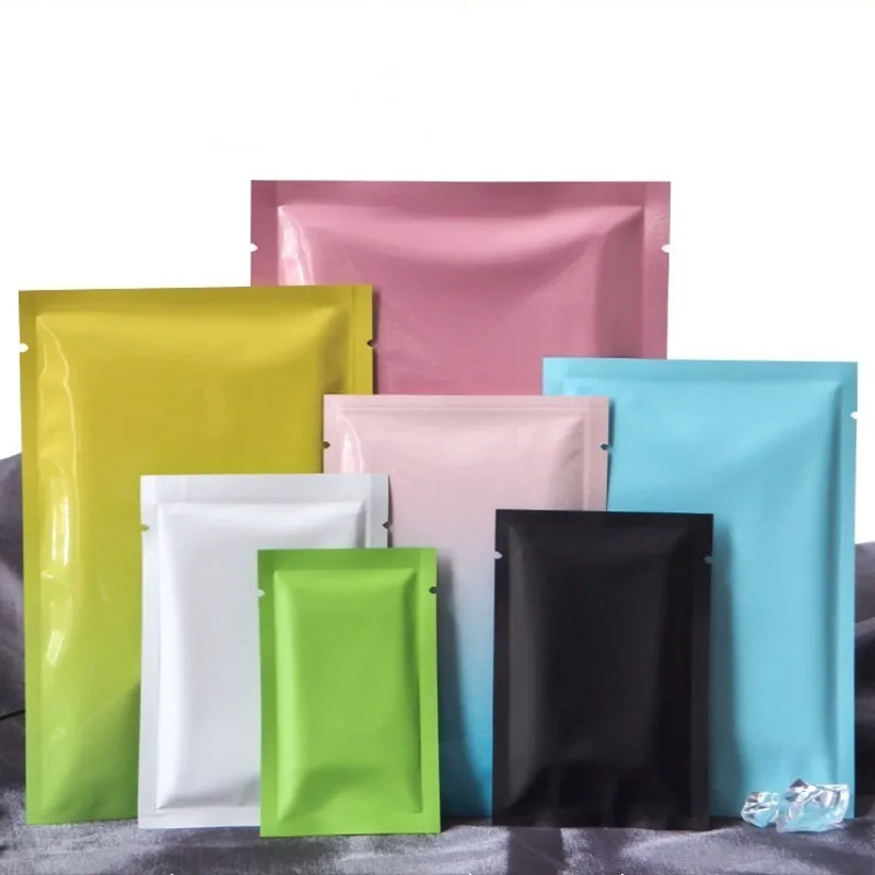 StoBag 100pcs Colorful Food Packaging Bag Open Top Small Sealed for Mask Jewelry Powder Candy Snack Tea Storage Reusable Pouches