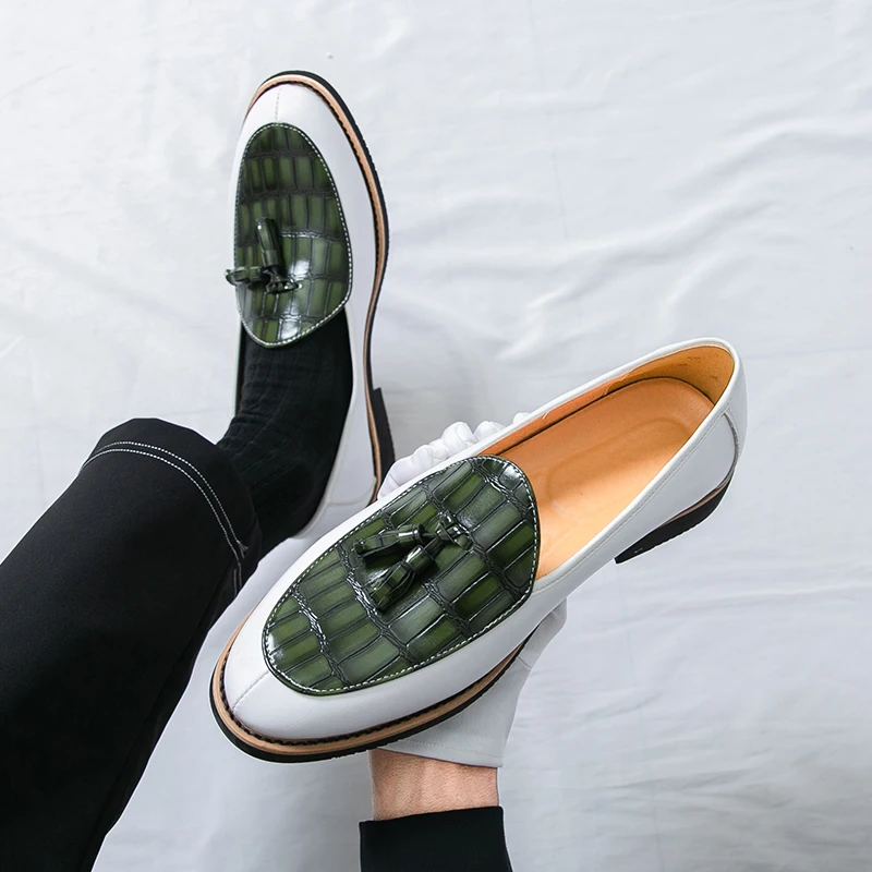

Men Loafers PU Low Heel Tassel Decoration Business Men Shoes Sizes 38-46