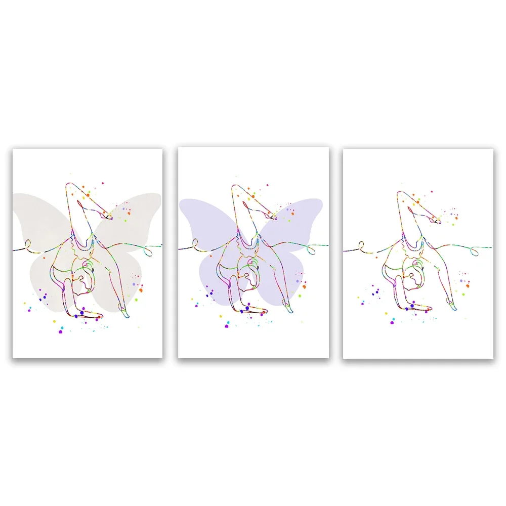 Gymnastics art, gymnast print, line drawing, minimalism, abstract butterfly, gymnastics girl, gift for gymnastics lovers
