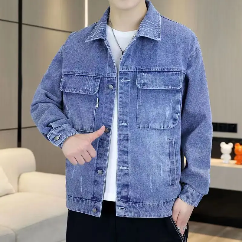 Immagine 5: Giacca di jeans da uomo 2026, nuova collezione primavera autunno, giacca casual con revers per il lavoro