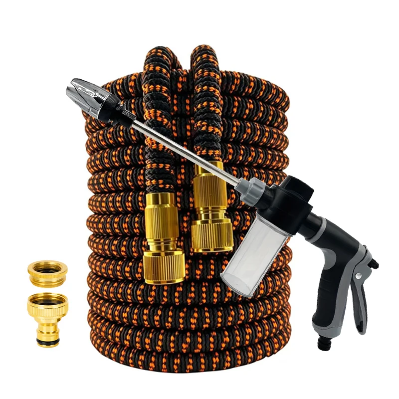 Flexible Expandable Garden Hose High Pressure Nozzle Long Rod Foam Gun Car Wash Hose Expandable Garden Water Hose 25FT-100FT