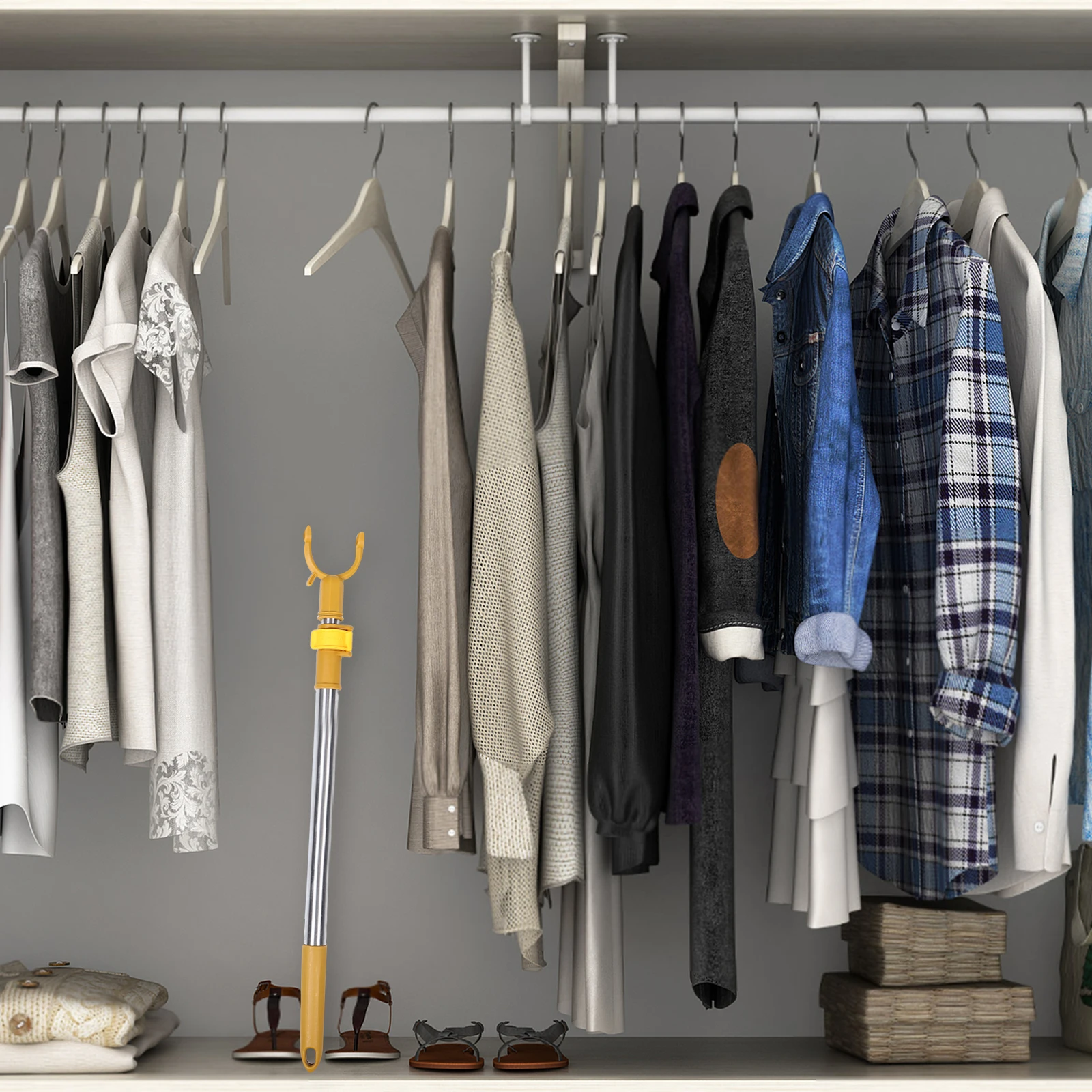 

Adjustable Stainless Steel Closet Rod Telescoping Clothesline Pole For Garment Racks Wardrobe Extendable Laundry Drying