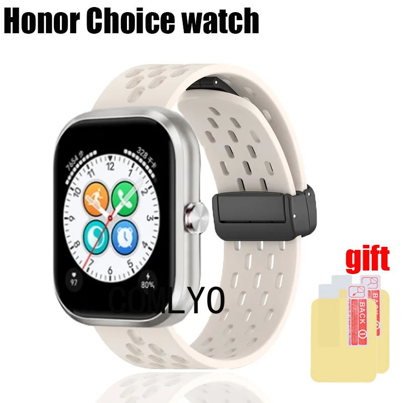 Für Honor Choice Uhrenarmband, Silikon, Sport, weich, für Damen und Herren, Displayschutzfolie