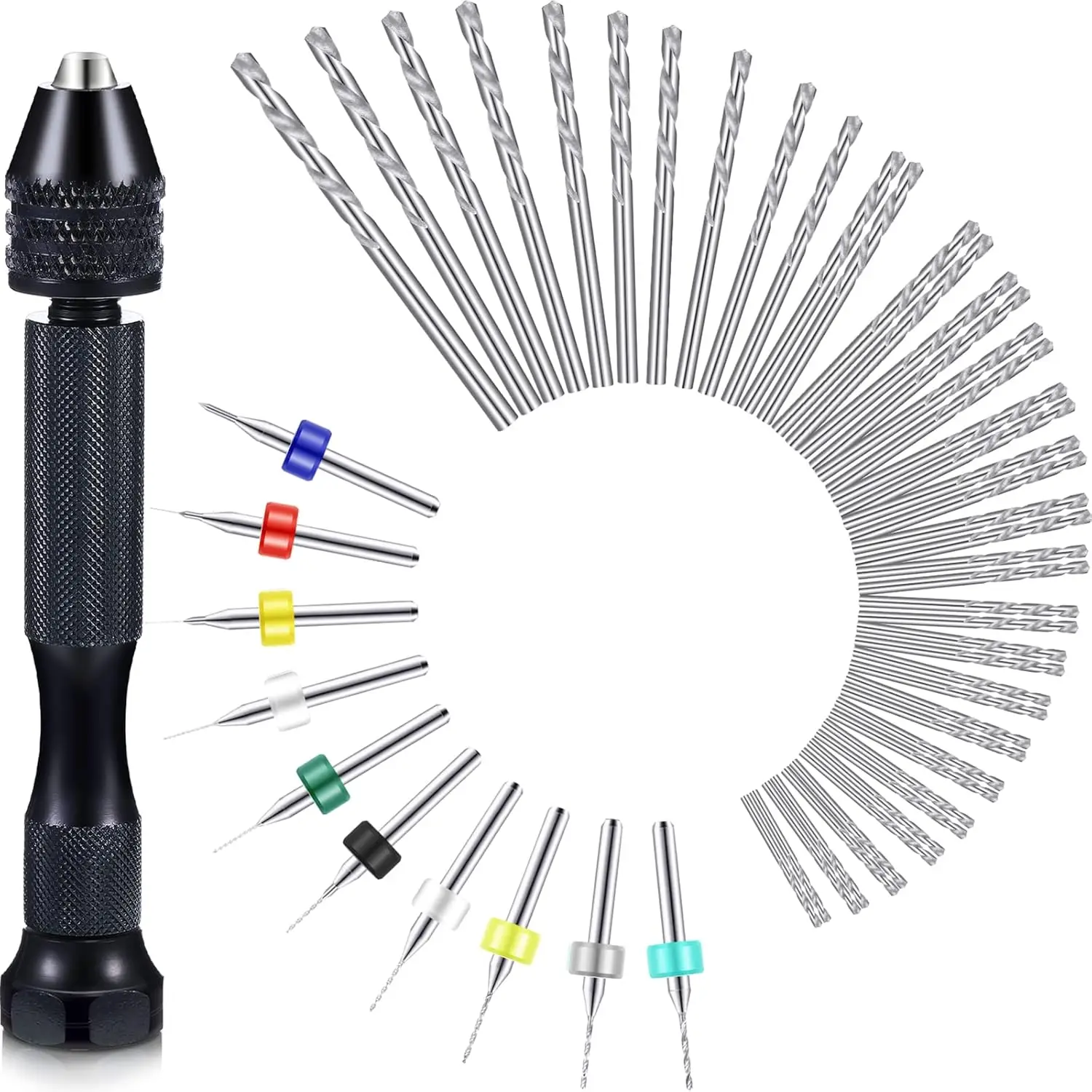 

57-Piece Micro Drill Bit Set with Pin Vise, 46 Twist Drills & 10 PCB Cutting Bits for Resin Clay Craft DIY Jewelry