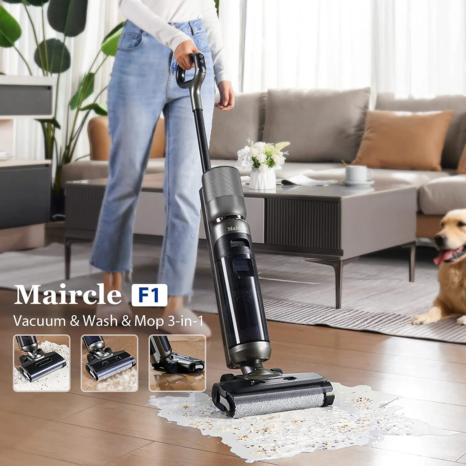 F1 200W 16000Pa 750ml Clean Water Tank 720ml Sewage Tank Wet Dry Cordless Wireless Vacuum Cleaner Washer Floor Cleaner