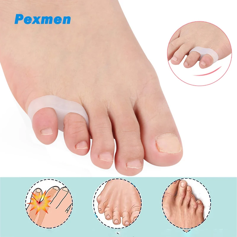 Pexmen 2Pcs Gel Pinky Toe Separator Kids Little Toe Spacer for Overlapping Toe Calluses Blister Relieve Foot Pain for Children