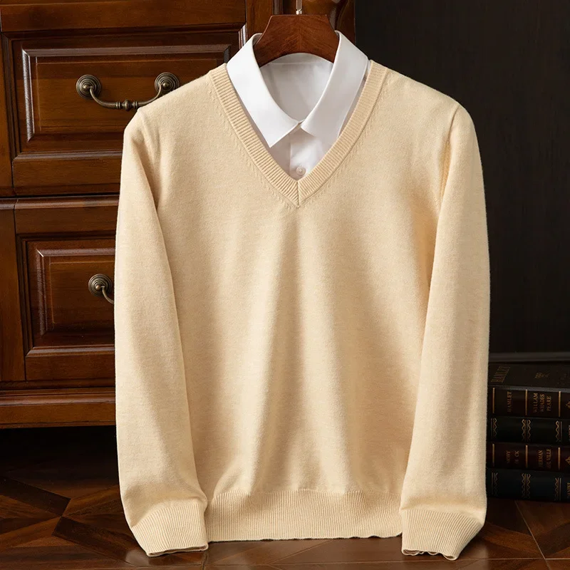 New Super Cashmere Sweater Men Thick Pullover Autumn Winter Warm Classic V-neck Clothes Male Jumper Jersey Hombre Pull Homme 4XL