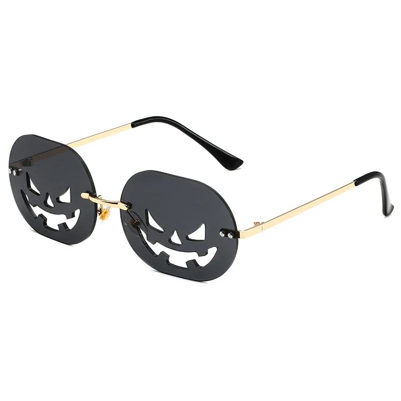 2024 New Halloween pumpkin irregular sunglasses rimless dance party sunglasses