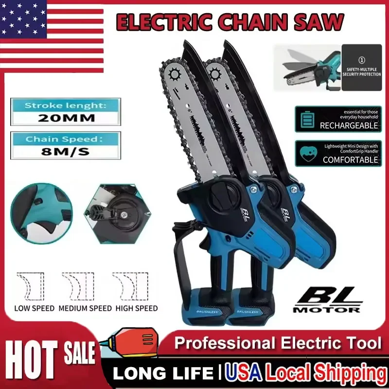 

Аккумуляторная цепная пила для обрезки деревьев, бесщеточная, для аккумуляторов 18В, мини-электропила, садовый электроинструмент