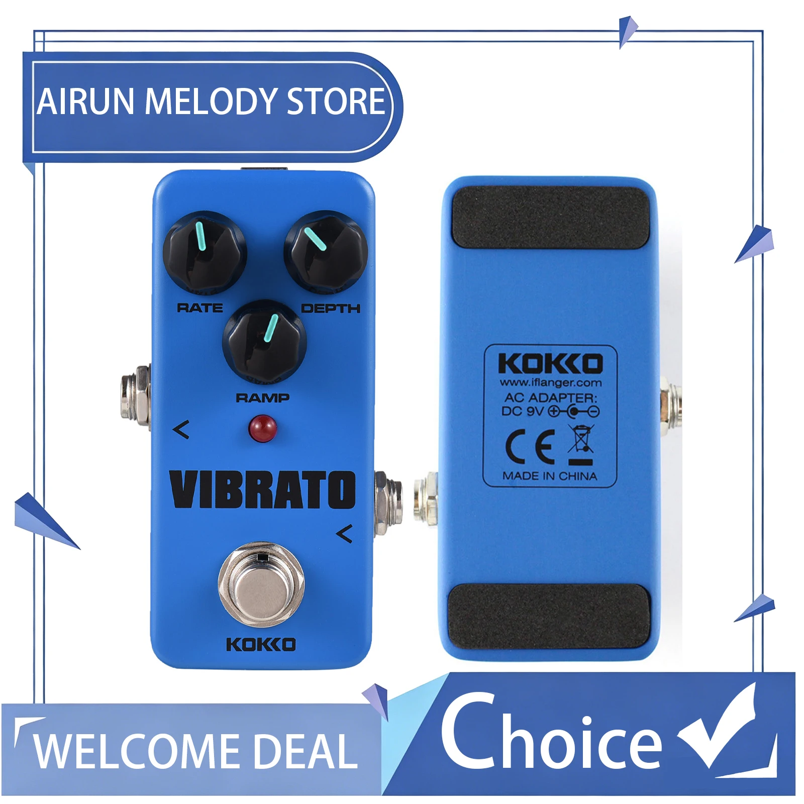 

KOKKO Guitar Effects Pedal Mini Full-bodied Reverb Effect Pedal Blue Guitar Effects Pedal Stompbox for Guitar Parts Accessories
