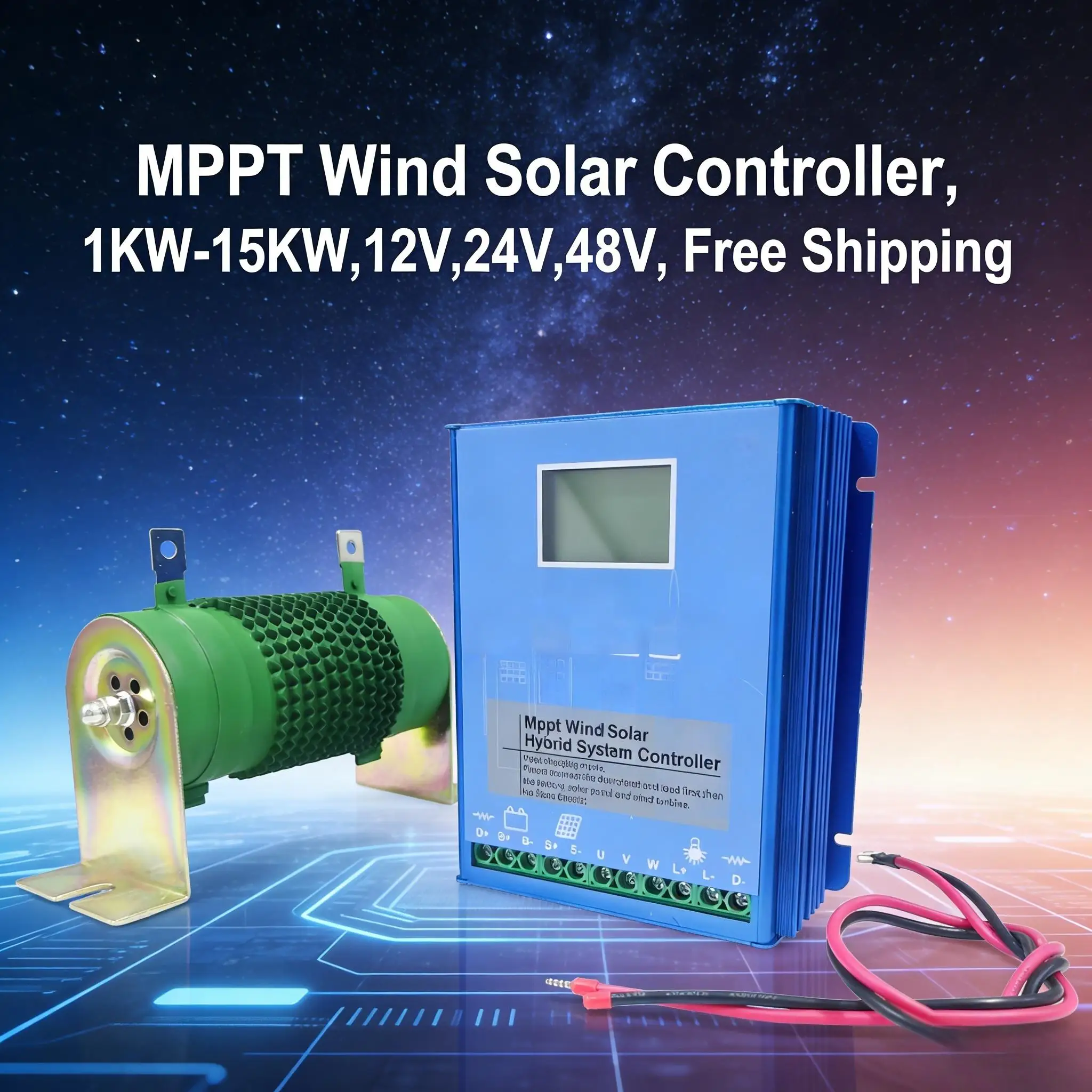 8000W 12V 24V 48V Auto MPPT Wind Solar Hybrid Charge Controller, Boost Charging for Wind Turbine & Solar Panel with Dump Load